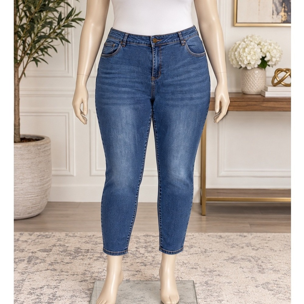 Rue21 Womens Skinny Jeans Blue Faded Stretch Denim Size 22 Regular